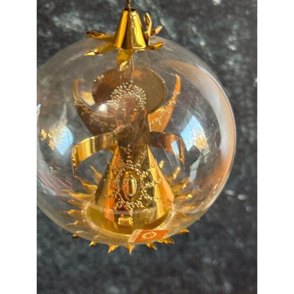 Resi Lenz Other - Vintage Resi Lenz Gold Foil Angel Blown Glass Ornament Western Germany C1960's